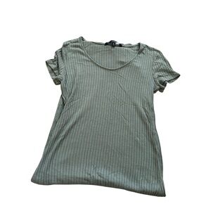 One Clothing Ribbed Green Size Medium Short Sleeve Midi Dress